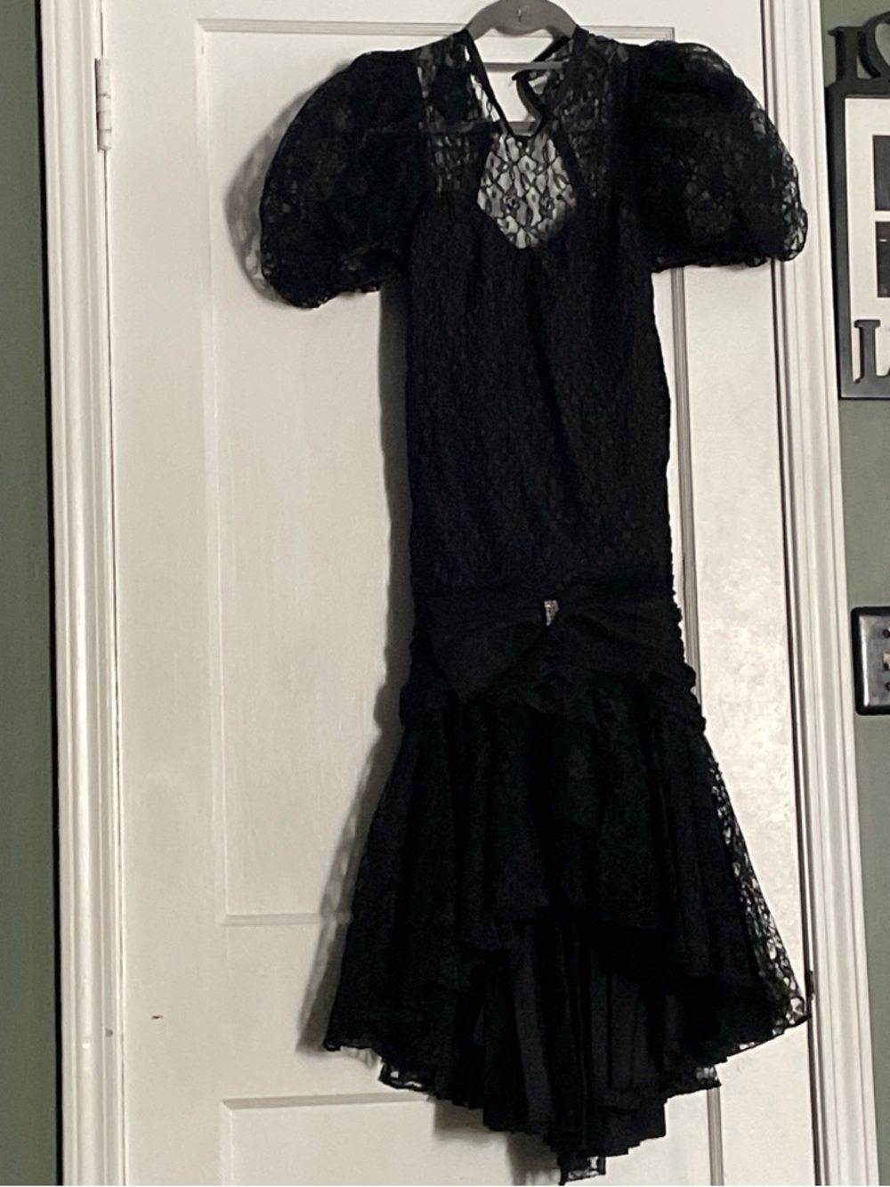 Black Lace Vintage Puff-Sleeve High-Low Prom Dress by Legend